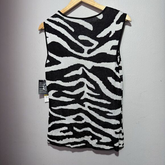 Jones New York Collection Sweater Women’s Size Zebra Print Sequin Tank NWT - Picture 2 of 6